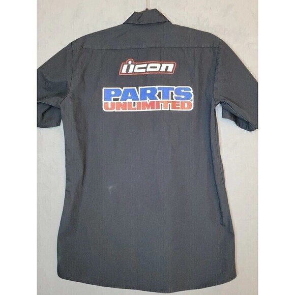 SOLD! NOT AVAILABLE! work shirt 7 patches Black button up top snap Moose racing - Picture 2 of 14